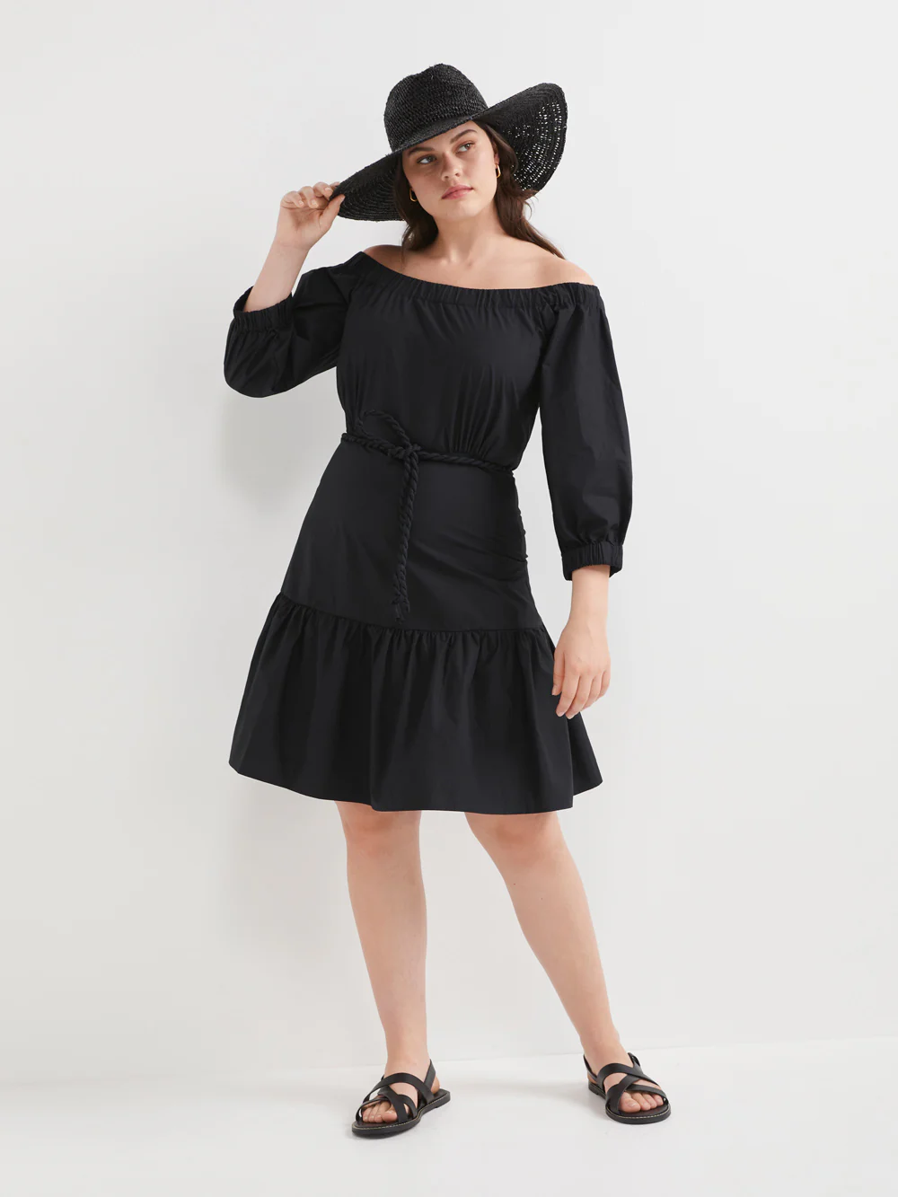 The Off Shoulder Cotton Poplin Dress - Image 3